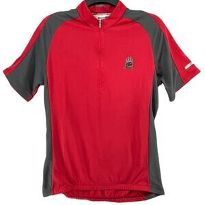 Sugoi Cycling Shirt Mens‎ M Red Gray Technifine Mesh Half Zip Pullover Pockets
